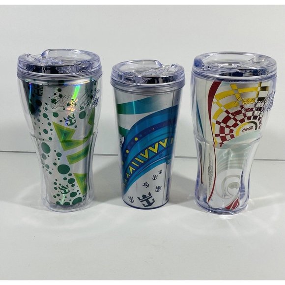 Royal Caribbean Drink Soda Package Plastic Tumblers Cups Coca Cola Set Of 3 - Picture 6 of 12